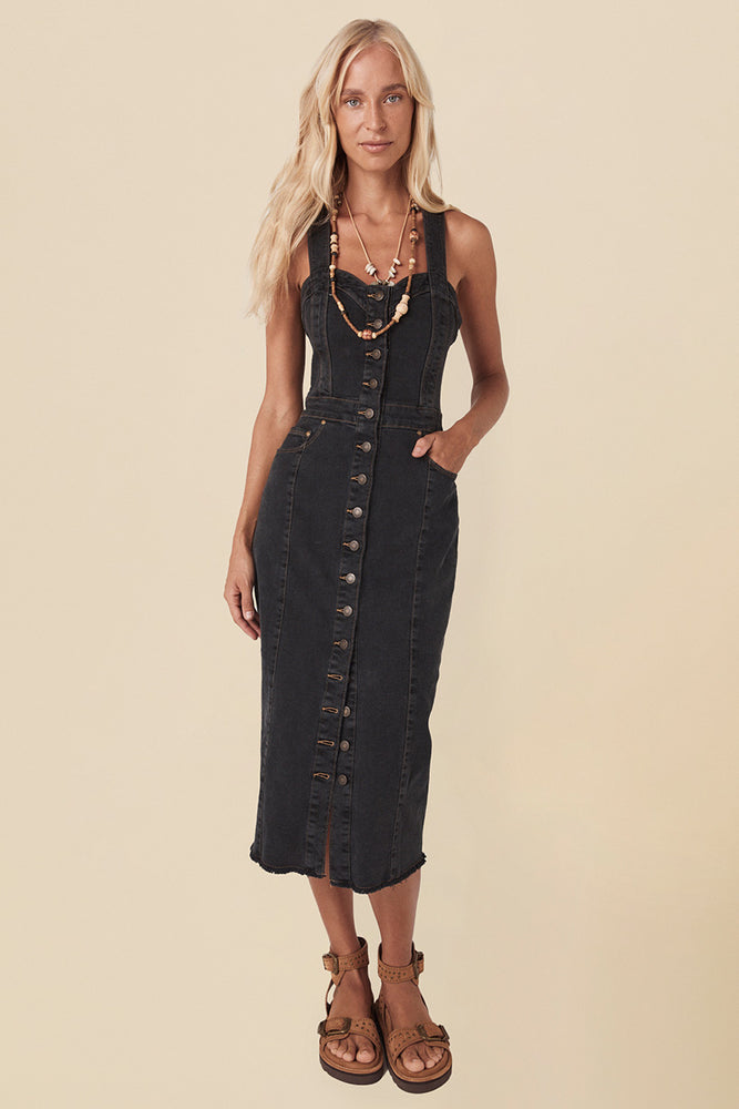 Eve Denim Sweetheart Midi Dress