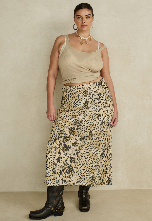 Snow Leopard Bias Maxi Skirt – SPELL