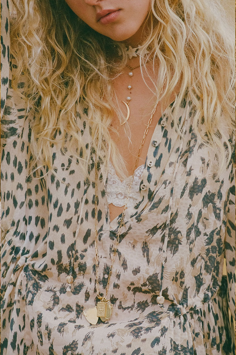 Snow Leopard Asymmetric Blouse
